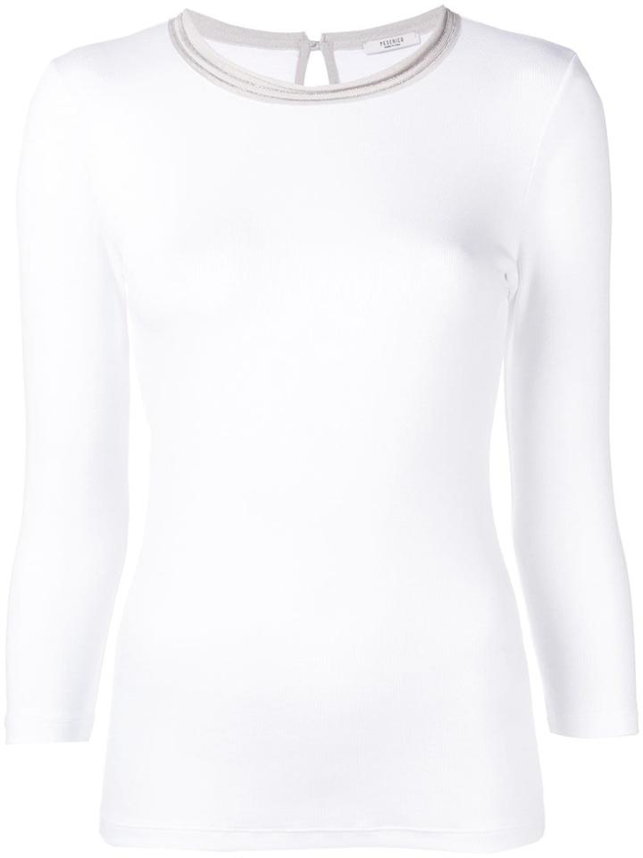 Peserico Embellished Collar Sweater - White
