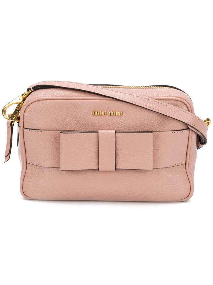Miu Miu Front Bow Crossbody Bag - Pink & Purple