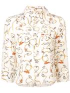 Marni Printed Cropped Sleeve Shirt - White