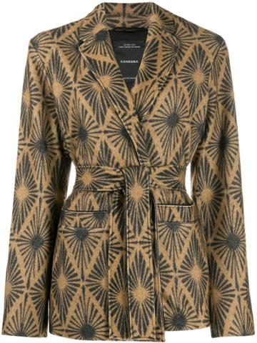 Canessa Geometric Sunburst Print Blazer - Neutrals