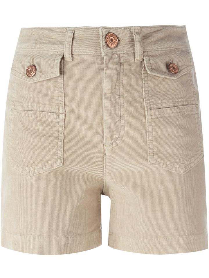 See By Chloé Corduroy Shorts, Women's, Size: 28, Nude/neutrals, Cotton/elastodiene