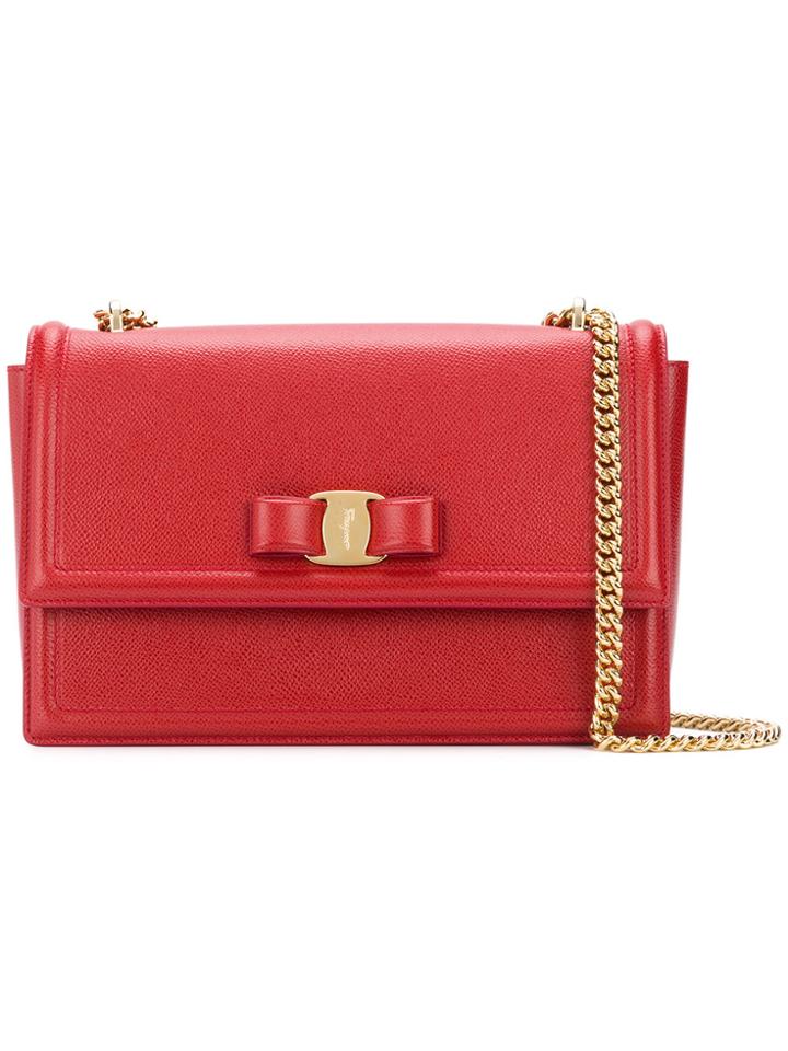 Salvatore Ferragamo Vara Bow Flap Bag - Red