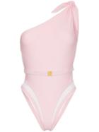 Ambra Maddalena Posey One Shoulder Belted Swimsuit - Pink