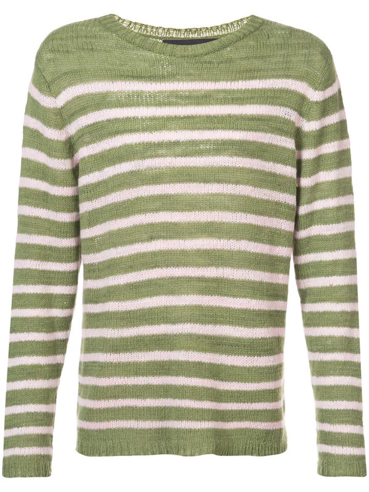 The Elder Statesman Striped Knit Cashmere Jumper - Green