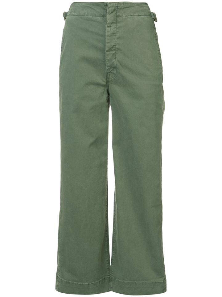 Mother Cropped Flared Trousers - Green