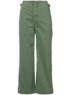 Mother Cropped Flared Trousers - Green