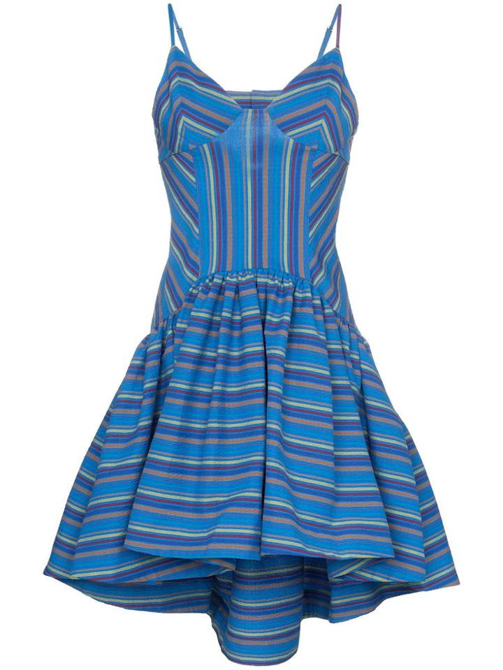 Rosie Assoulin Flared Stripe Print Dress - Blue