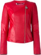Philipp Plein 'first Road' Biker Jacket, Women's, Size: Medium, Red, Lamb Skin/polyester/spandex/elastane