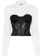 Moschino Long Sleeve Shirt With Lace Corset - White
