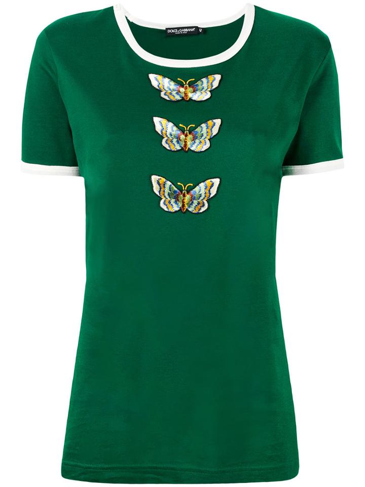 Dolce & Gabbana - Butterfly T-shirt - Women - Cotton/polyester - 42, Green, Cotton/polyester