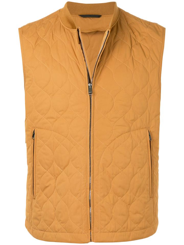 Gieves & Hawkes Zipped Gilet - Yellow & Orange