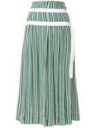 Joseph Striped Pleated Skirt With Double Belt Detail - Green