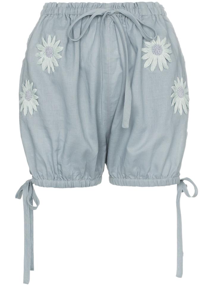 Innika Choo Embroidered Daisy Bloomer Shorts - Grey