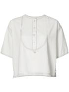 Derek Lam 10 Crosby Short Sleeve Henley Shirt - White