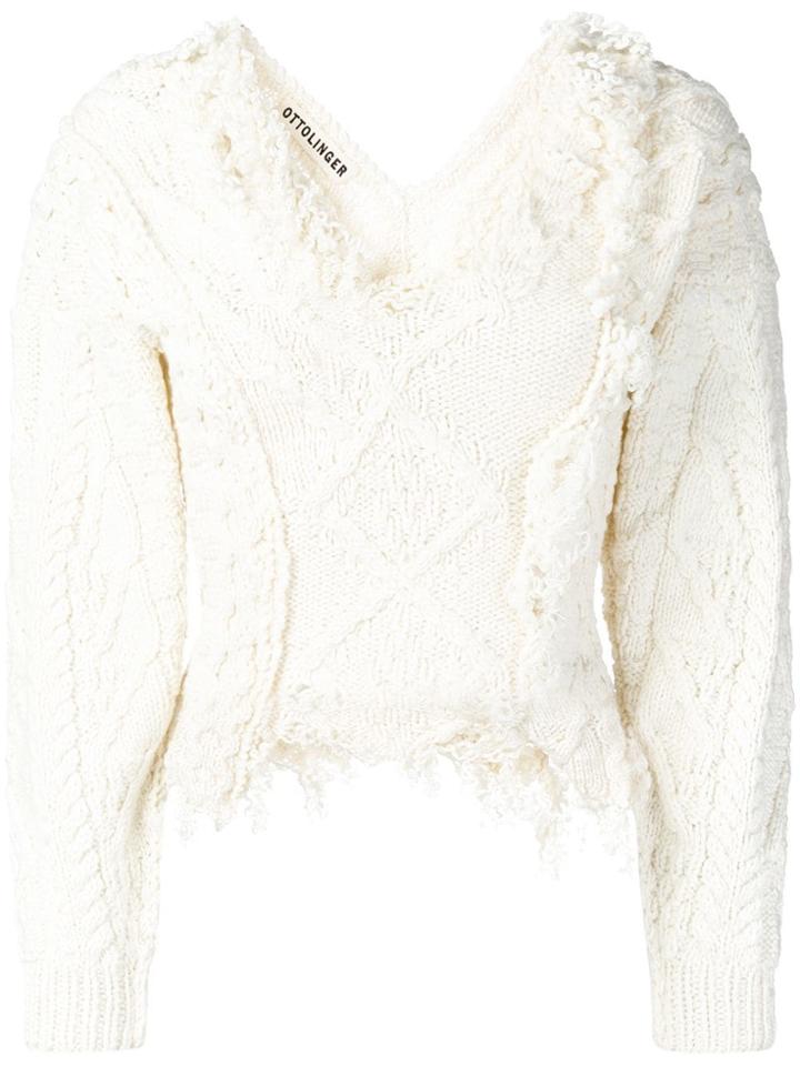 Ottolinger Distressed Fitted Sweater - White