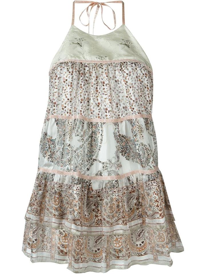 Etro Floral Print Ruffled Halterneck Top