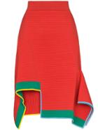 I-am-chen High Waisted Asymmetric Hem Skirt - Red