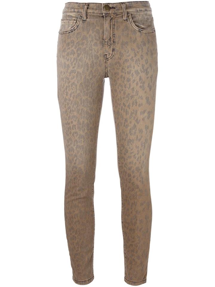 Current/elliott Leopard Print Skinny Jeans, Women's, Size: 27, Nude/neutrals, Cotton/polyester/spandex/elastane