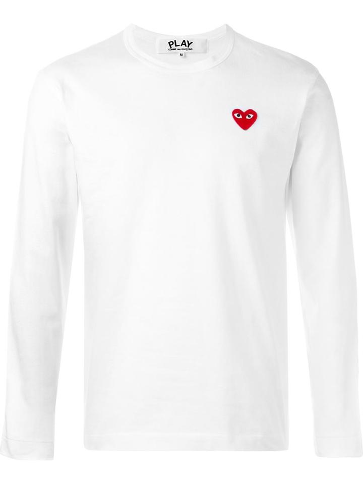 Comme Des Garçons Play Embroidered Heart T-shirt, Men's, Size: Xl, White, Cotton