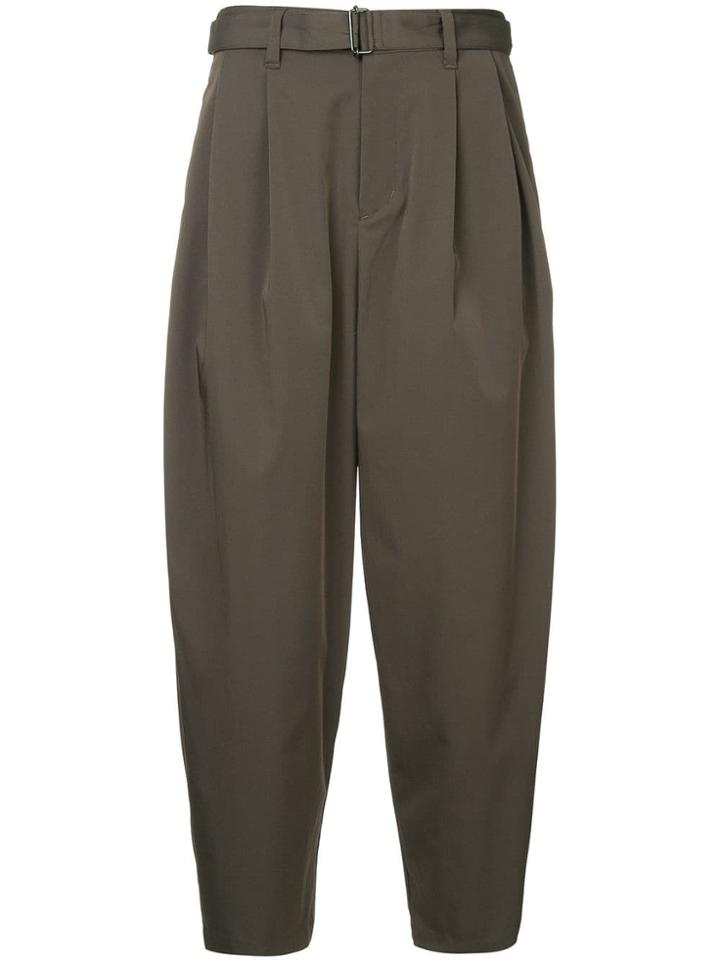 Kazuyuki Kumagai Loose-fit Belted Trousers - Green