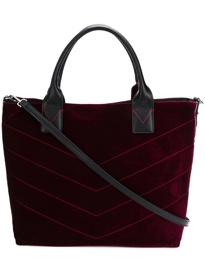 Pinko Large Velvet Shopping Bag - Red