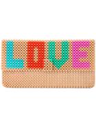 Delduca Beaded Love Clutch Bag - Brown