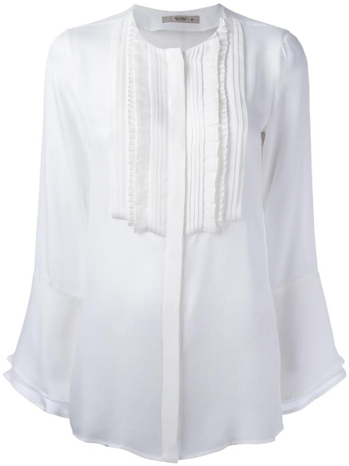 Etro Tied Neck Sheer Shirt, Women's, Size: 42, White, Silk