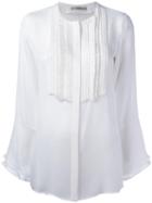 Etro Tied Neck Sheer Shirt, Women's, Size: 42, White, Silk
