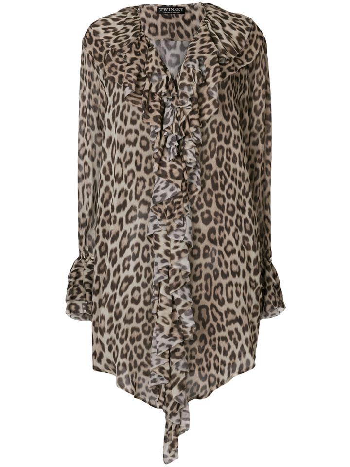 Twin-set Leopard Print Long-sleeve Blouse - Brown
