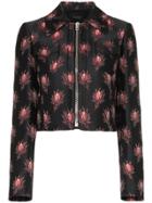 Giambattista Valli Floral Print Cropped Jacket - Black