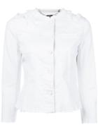 7 For All Mankind - Frayed Detail Denim Jacket - Women - Cotton/spandex/elastane - L, White, Cotton/spandex/elastane