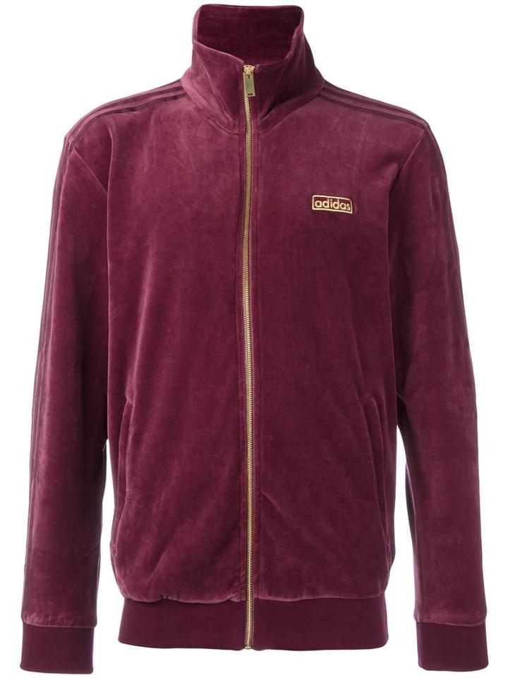 Adidas 'beckenbauer' Velour Track Jacket, Men's, Size: Medium, Red, Cotton/polyester/spandex/elastane