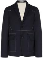 Jil Sander Top Stitch Virgin Wool Blazer - Blue