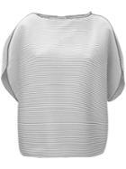 Armani Collezioni - Striped T-shirt - Women - Polyester/spandex/elastane - 40, Black, Polyester/spandex/elastane