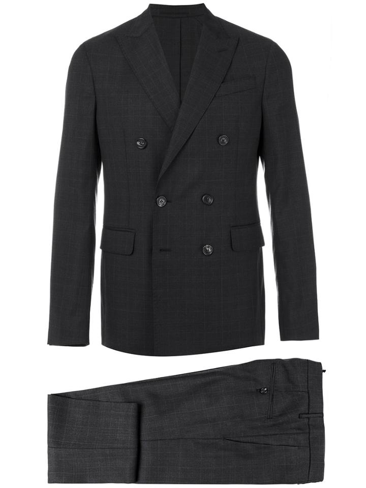 Dsquared2 Double Breasted Windowpane Suit - Black