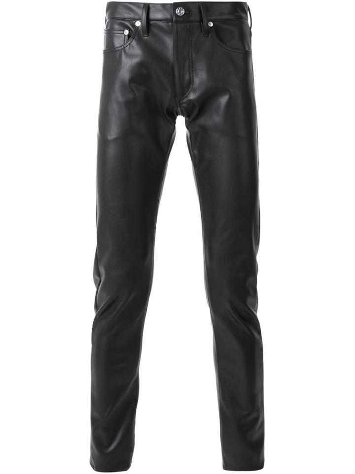 Cityshop Slim Fit Trousers, Men's, Size: Small, Black, Artificial Leather