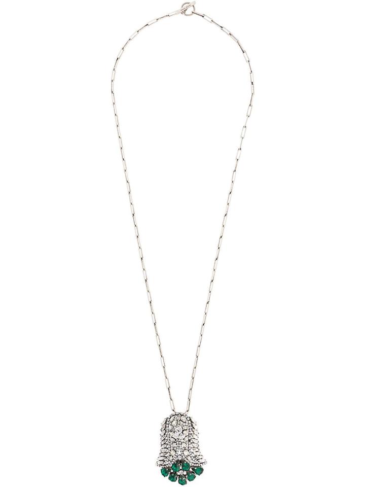 Sonia Rykiel Crystal Embellished Pendant Necklace - Metallic