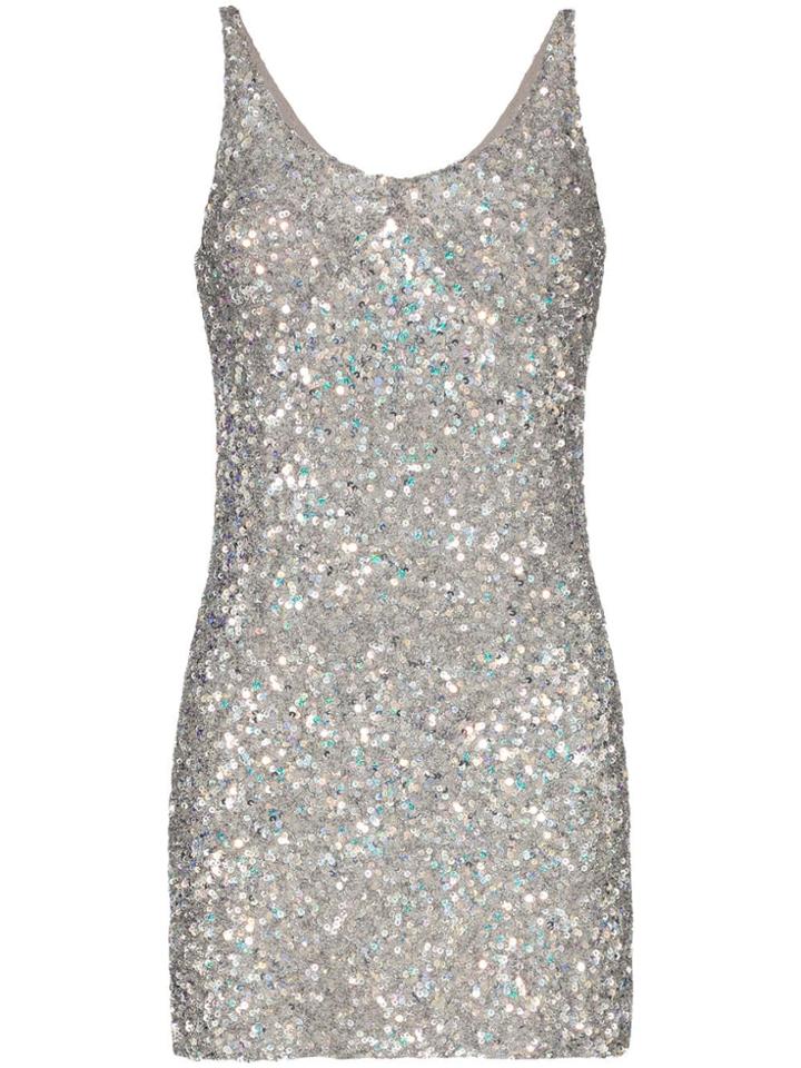 Ashish Scoop Neck Sequin Mini Dress - Silver