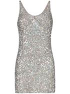 Ashish Scoop Neck Sequin Mini Dress - Silver