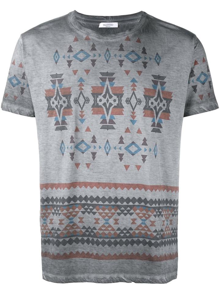 Valentino Printed T-shirt, Men's, Size: Large, Grey, Cotton