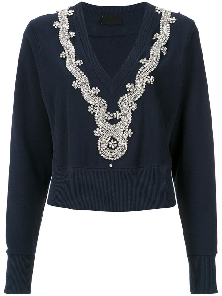 Andrea Bogosian Embellished Knit Blouse - Blue