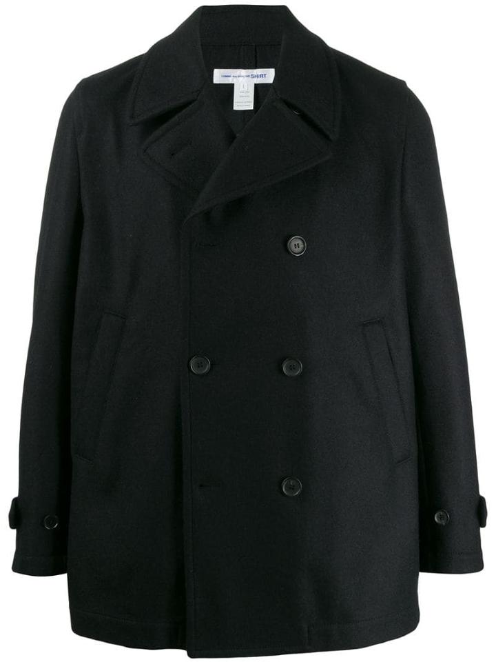 Comme Des Garçons Shirt Double Breasted Pea Coat - Black