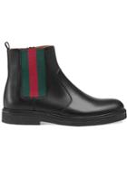 Gucci Kids Children's Leather Boot With Web - Black