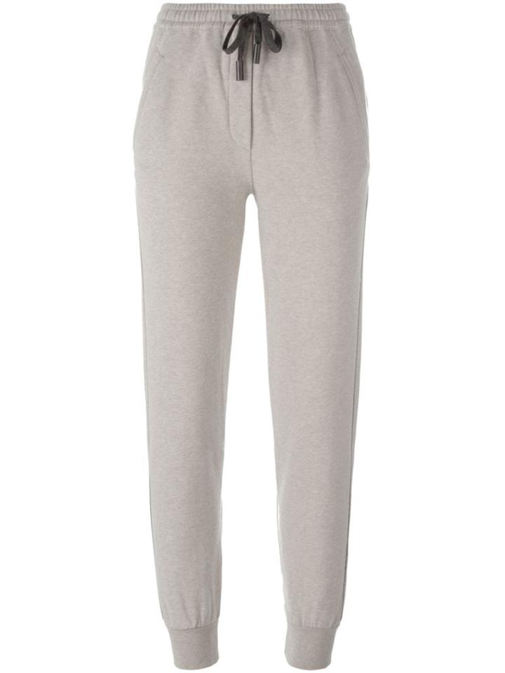 Eleventy Glitter Stripe Track Pants, Women's, Size: Medium, Nude/neutrals, Cotton