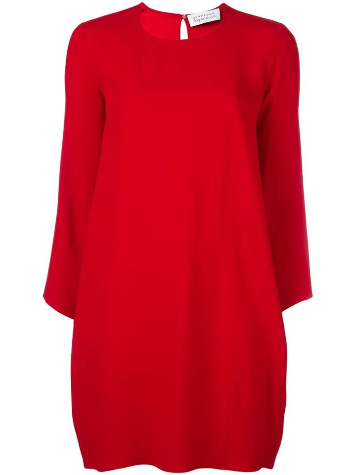 Gianluca Capannolo Longsleeved Round Neck Dress, Women's, Size: 40, Red, Acetate/viscose