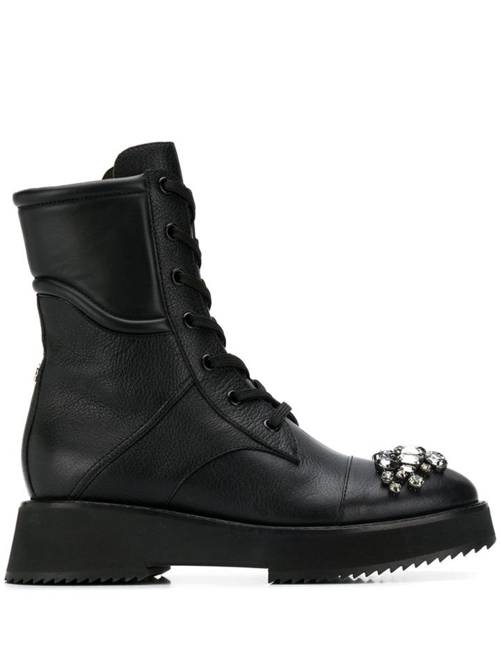 Jimmy Choo Hadley Embellished-toe Mid-calf Boots - Black