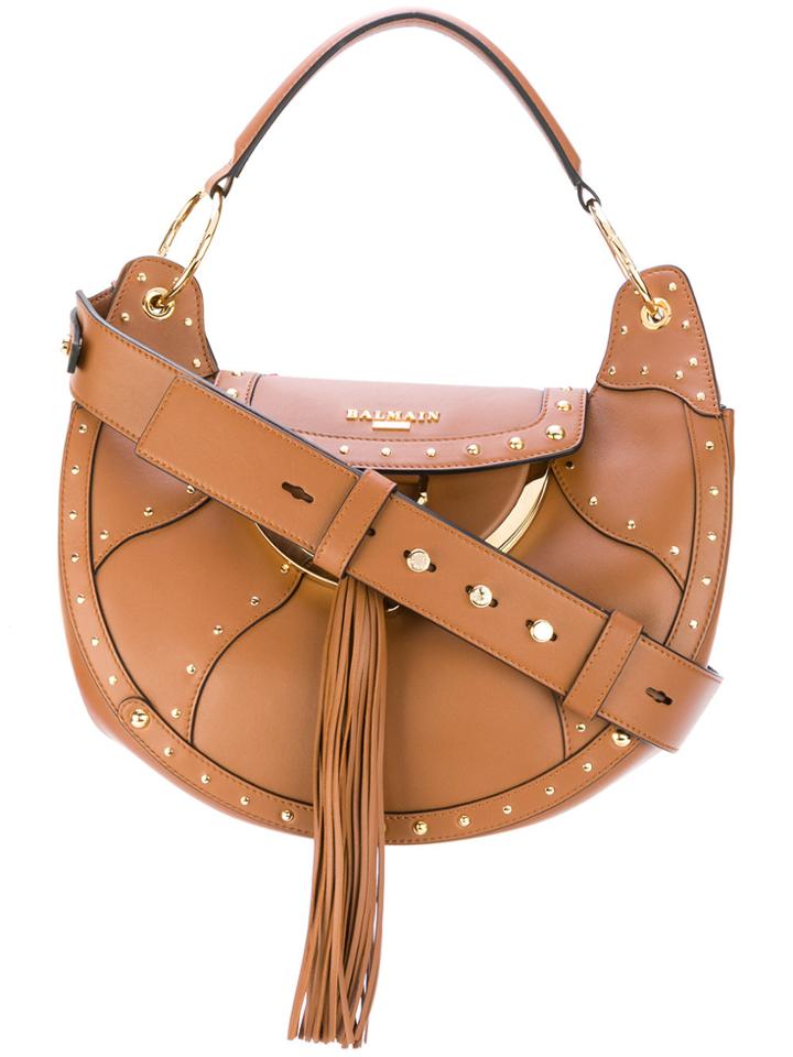 Balmain Domaine Studded Shoulder Bag - Brown