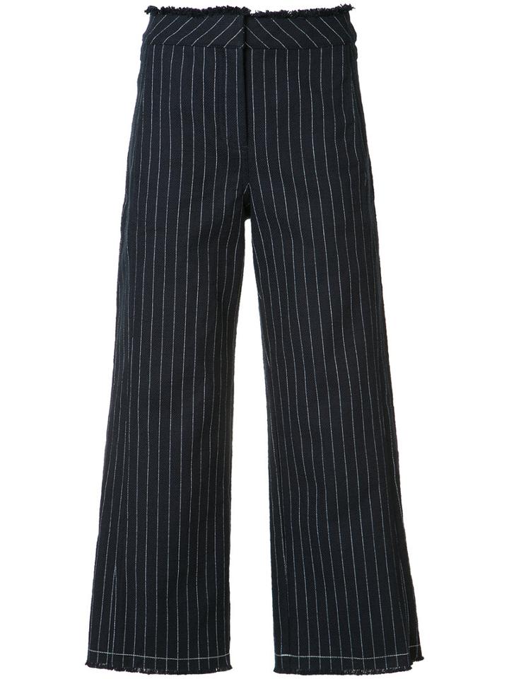 Alexander Wang Cropped Pinstripe Trousers, Women's, Size: 4, Blue, Cotton