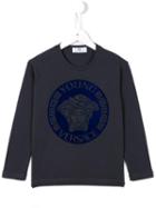Young Versace Medusa Logo Print Top, Boy's, Size: 8 Yrs, Grey
