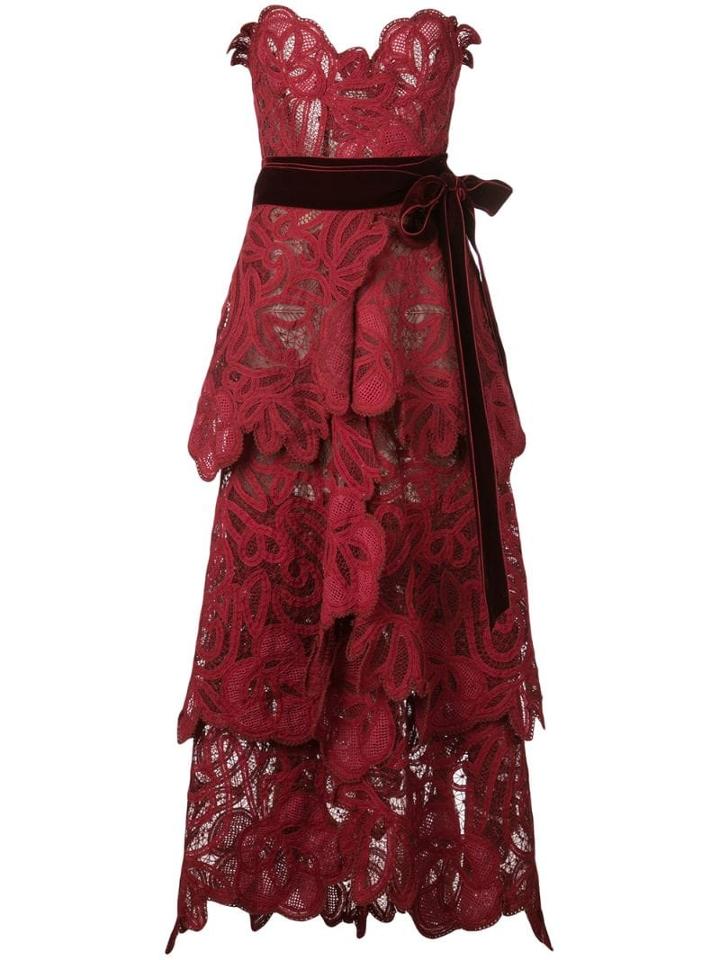 Oscar De La Renta Floral Lace Layered Gown